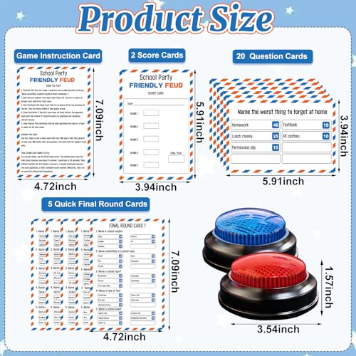 School Party Friendly Feud Game with 2 Answer Buzzers, Graduation Team Building Class Reunion Feud Cards for School Game Night Fun Trivia Quiz for Students Teachers Groups Holiday Gatherings