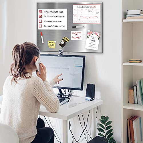 Magnet and Message Board | Super Jumbo 30 x 40 x 0.7 Inch Magnet and Message Board | Mountable Steel Bulletin Board (Silver) - size: 30"W x 40"H