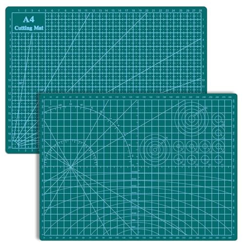 2 Pack Self Healing Sewing Mat 12 x 9inch Double Sided Rotary Cutting Mat for Craft Scrapbooking Art Hobby Project (Green)