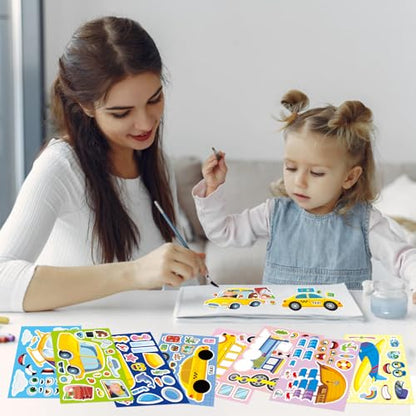 24 Sheets Transportation Stickers for Kids, Make Your Own Cars, Helicopters, Sailboats, Planes, Trains, School Buses Vehicle Stickers for Toddlers, Teacher Reward, Party Favor, Birthday Gift - style: Transportation