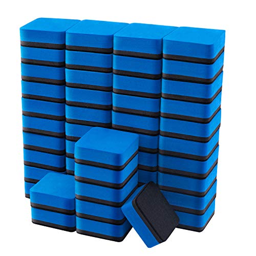 Favourde 48 Pack Magnetic Whiteboard Dry Erase Erasers Chalkboard Cleansers for Classroom, Home and Office (Blue) - color: Blue