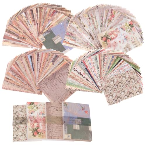 400 Sheets Vintage Scrapbook Paper Assorted, 4 Color Mixed Craft Papers, Premium Special Textured Set, Multipurpose DIY Supplies for Scrapbooking Junk Journaling Handmade Art Projects - color: Style 5