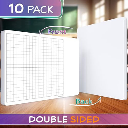 SCRIBBLEDO XY Graph Dry Erase Sheets 11”x14” Math Practice Small White Board Dry Erase Sheets Math Manipulatives Grid Whiteboard Sheets Math Supplies Homeschool Teacher Students Classroom Pack of 10