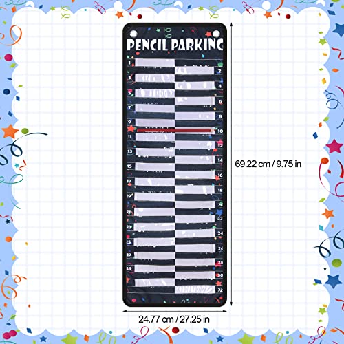 Sabary Pencil Parking Pocket for Classroom,Hanging Pencil Holder Wall Organization Numbered pencils Dispenser with Magnetic Strip Grommets for Back to School Student Essentials(Vivid) - style: Vivid