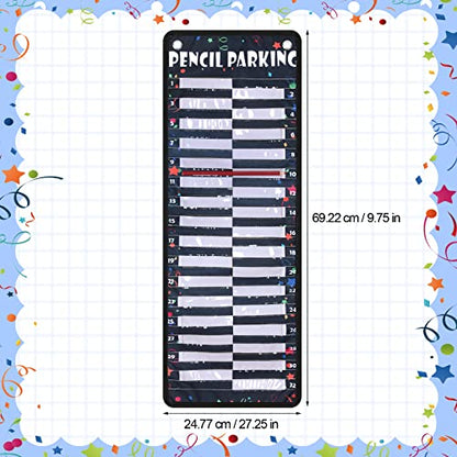 Sabary Pencil Parking Pocket for Classroom,Hanging Pencil Holder Wall Organization Numbered pencils Dispenser with Magnetic Strip Grommets for Back to School Student Essentials(Vivid) - style: Vivid