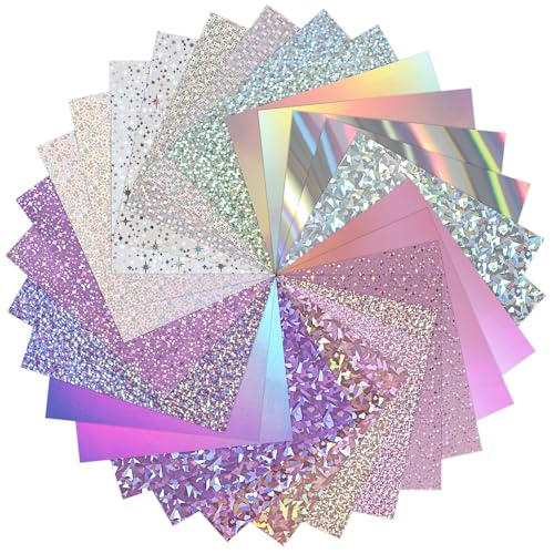 30 Sheets Mixed Colors Mirror Cardstock Paper - 15 Patterns 250gsm/92lb Metallic Reflective Paper for Crafts, 8.5x11 Inch Foil Cardstock for DIY Projects Birthday Party Decoration PAP20MX30 - color: Mixed Colors 15 Patterns [30 Sheets], size: 8.5×11in/216