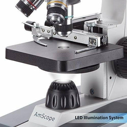 AmScope - 40X-1000X Compound Monocular Student Microscope Set + Slide Preparation Kit + Science Experiment Cards - M150C-SP14-EXCL1 - style: w/ Experiment Cards + Slide Prep Kit