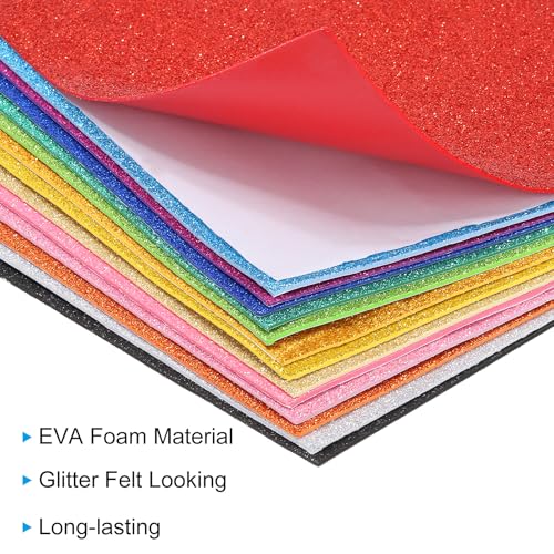 PATIKIL 2mm(1/10") Thick Adhesive Glitter Foam Sheet 16x24inch(40x60cm) Dark Purple, EVA Shiny Foam Board for Craft, 6 Pcs - color: Dark Purple