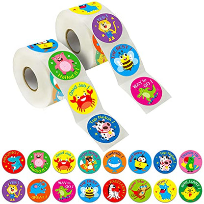 600 Incentive Stickers Adorable Round Animal Encouraging Stickers Teacher Reward Motivational Sticker in 16 Designs with Perforated Line (Each Measures 1.5" in Diameter) - style: Cartoon Animal