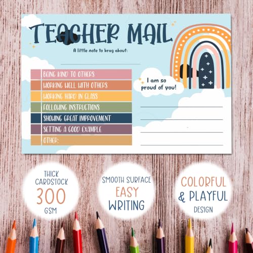 Rainbow Teacher Mail Incentive Cards Note to Parents, Preschool, Elementary Teacher Classroom Must Haves Good Behavior Incentive Cards to Send Home - color: Blue