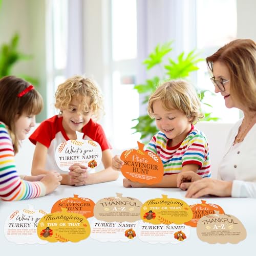 COCHIE Thanksgiving Games for Family Party Adults Office Large Groups, What is Your Turkey Name Games, Autumn Photo Scavenger Hunt Game, Fall This or that Classroom Activities (Pumpkin) - style: Pumpkin
