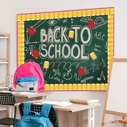 82Ft Back to School Bulletin Board Border, 1 Roll Pencil Pattern Trim Border Non-Stick Border Roll for Preschool Classroom Chalkboard Bulletin Board School Opening Wall Window Door Decor