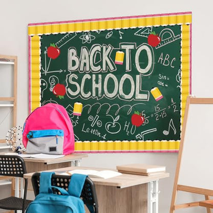 82Ft Back to School Bulletin Board Border, 1 Roll Pencil Pattern Trim Border Non-Stick Border Roll for Preschool Classroom Chalkboard Bulletin Board School Opening Wall Window Door Decor