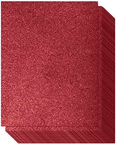 Red Glitter Cardstock - One-sided - Non-Adhesive - 20 Pack - 8.5 x 11 Inches - Premium Glittery Sheets for DIY Crafts, Art Projects, Party Decor, Gift Box Wrapping – Red Sparkling Paper | 250GSM - color: Red