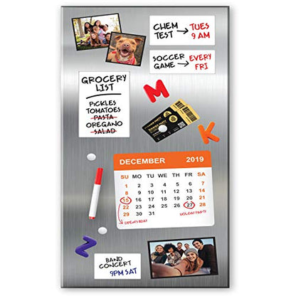 Magnet and Message Board | Large Mountable 30 x 14 x 0.7 Inch Steel Bulletin Board (Silver) - size: L (30 x 14)
