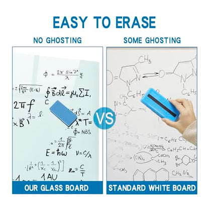 Glass Magnetic Dry-Erase Board - 48 x 36 Inches Hanging Glass Whiteboard for Wall, Large Frameless Magnetic White Board for Office, Home & School - color: 36*48 White Hanging