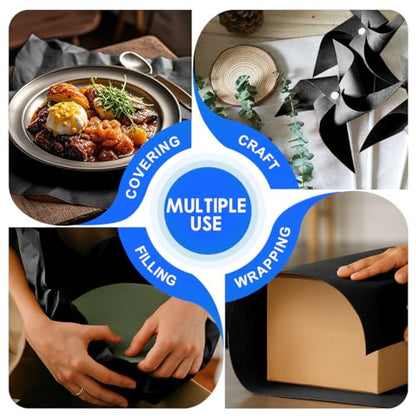 PerkHomy Black Kraft Paper Roll 17.5" x 760" (63') for Gift Wrapping Bouquet Flower Art Painting Craft Writing Packaging Shipping 80GSM 55LB (Black, 17.5" x 63') - color: Black, size: 17.5" x 760"