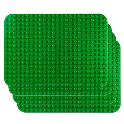 Apostrophe Games Green Building Block Base Plate for Large Blocks 15" x 10" - Compatible with Major Brands, STEM Learning (4X Green) - style: 4x Green