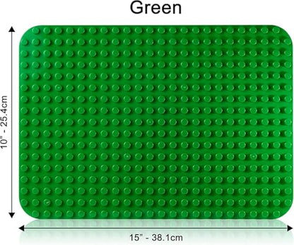Apostrophe Games Green Building Block Base Plate for Large Blocks 15" x 10" - Compatible with Major Brands, STEM Learning (4X Green) - style: 4x Green