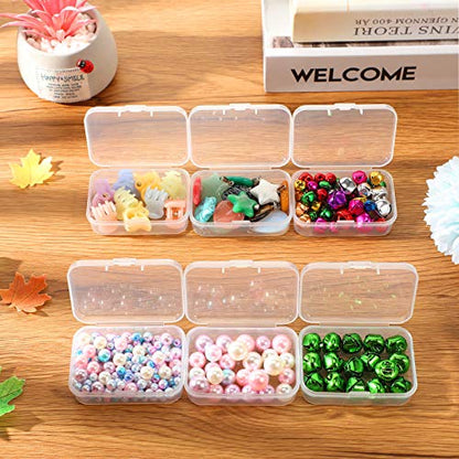SATINIOR 24 Packs Small Clear Plastic Beads Storage Containers Box with Hinged Lid for Storage of Small Items, Crafts, Jewelry, Hardware(2.5 x 1.7 x 0.8 Inches) - size: 2.5 x 1.7 x 0.8 in