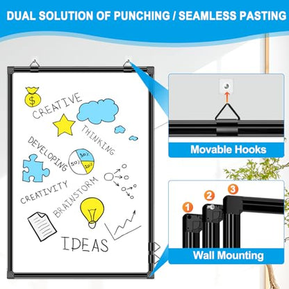 H-Qprobd 36"x24" White Board for Wall Double-Sided Magnetic Dry Erase Board with Black Aluminum Frame, Presentation Whiteboard Suitable for Home, Office, Classroom & Kitchen - size: 36"W x 24"H