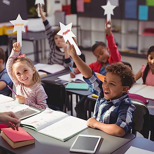 50 Pieces Star Shape Dry Erase Answer Paddles Handheld Double Sided Paddles Mini White Boards Small Dry Erase Board Auction Paddles for Students Teacher Classroom Bidding Voting Score Boards