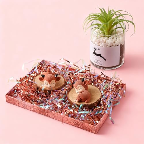 PAPER FAIR Metallic Iridescent Rose Gold Crinkle Cut Paper Shredded Filler, 5OZ Rosy Pink Gold Grass Raffia Tissue, Strands Shred Craft Bedding Cushion Paper, for Christmas Wedding Mothers Day Bridesmaid Engagement Gift Boxes Bags Retail Decoration - colo