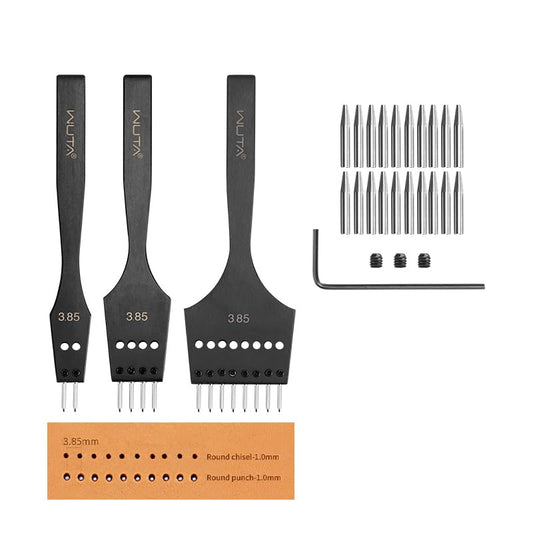 WUTA Leather Stitching Punch, 3nd Removable Round Hole Pricking Irons, Professional Working Hole Punch Tool Set for DIY Leather Craft（3.85mm- 2+4+8 Hole） - size: 3nd 3.85mm- 2+4+8 Hole
