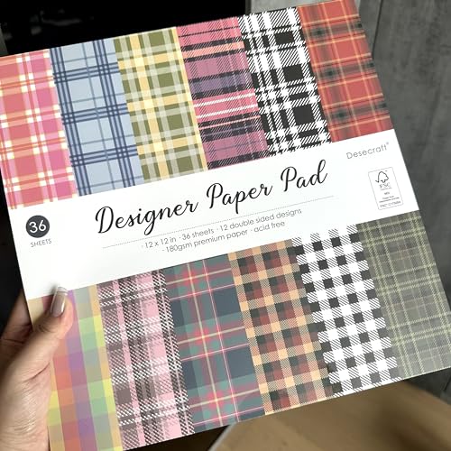 Plaid Tartan Flannel 12x12 in Double Sided Paper Pad Pack Scrapbook Cardstock Decorative Paper - 36 Sheets - for Boys Card Making Origami Decorative Scrapbooking Supplies