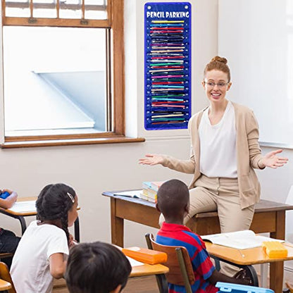 Sabary Pencil Parking Pocket for Classroom,Hanging Pencil Holder Wall Organization Numbered pencils Dispenser with Magnetic Strip Grommets for Back to School Student Essentials(Simple) - style: Simple