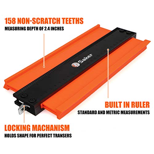 Saker Contour Gauge Profile Tool- Adjustable Lock-Precisely Copy Irregular Shape Duplicator -Father's Day Gift for Irregular Welding Woodworking Tracing -Tool for DIY Handyman, Construction (10INCH) - style: 10INCH FATHER'S DAY