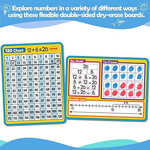 Dry Erase Number Line Whiteboard, 9" x 12" Double-Sided 120 Number Chart, Math Manipulatives White Board for Kids Students, Classroom and Home, Small White Board Dry Erase (Number Line) - style: Number Line