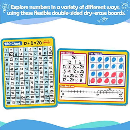 Dry Erase Number Line Whiteboard, 9" x 12" Double-Sided 120 Number Chart, Math Manipulatives White Board for Kids Students, Classroom and Home, Small White Board Dry Erase (Number Line) - style: Number Line