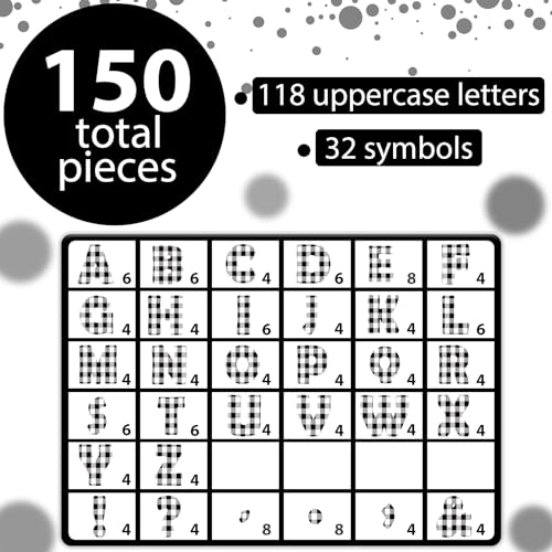 150 PCS Large 7" Bulletin Board Letters Set, Black White Checkered Classroom Alphabet Cutouts Letter for Bulletin Board Display Home School Class, A Great Helper to Inspire Students' Learning Interest - style: Black & white checkered