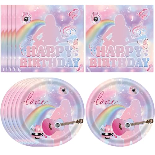 40Pcs Swift Theme Birthday Party Decorations,Music Themed Tableware Set Include Music Lover Theme Plates and Napkins丨Women Girls Birthday Singer Themed Fans Celebration Party Decor Supplies,Serves 20 - color: Swift Theme Birthday Party Decorations