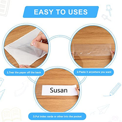 Chinco 30 Pcs Self Adhesive Pockets, Bin Labels for Storage Bins, Clear Pocket Label Sleeves, Plastic Index Card Holder with Top Open for Organizing Bins Box Drawer(13.5 x 4.73 Inch) - size: 13.5 x 4.73 Inches