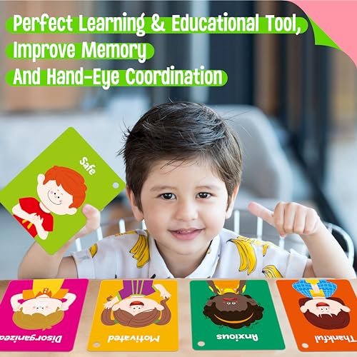 Emotions Flashcards, 50 Different Feelings with Coping Skills-Learn to Identify Various Moods, Cartoon Faces Emotions for Kids with Autism, ADHD -Emotion Flipbook for Therapy, Home Use - style: Emotions Flashcards