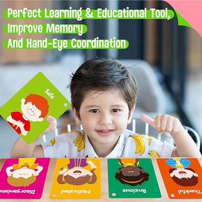Emotions Flashcards, 50 Different Feelings with Coping Skills-Learn to Identify Various Moods, Cartoon Faces Emotions for Kids with Autism, ADHD -Emotion Flipbook for Therapy, Home Use - style: Emotions Flashcards