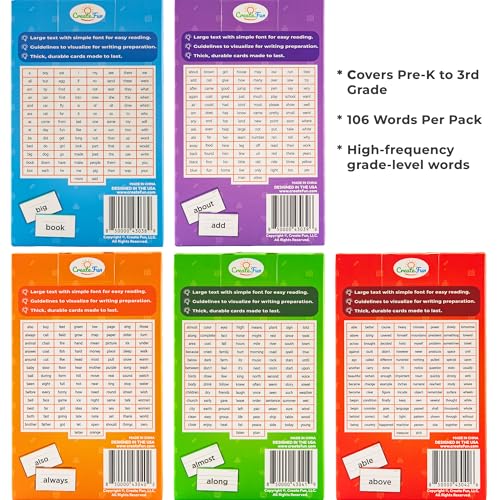 106 Sight Words Flash Cards Kindergarten for Ages 4-5, Dolch & Fry Sight Word Reading Games, Homeschool Supplies for Preschool with 7 Educational Game Ideas