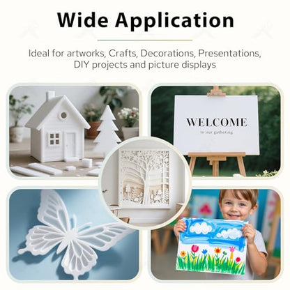 Golden State Art, 16x20 One Side Self Adhesive White Foam Boards 10 Pack 3/16" Thick Lightweight but Sturdy Self Sticky Foam Boards for Projects, Pictures, Decorations and Craft Display - size: 16x20