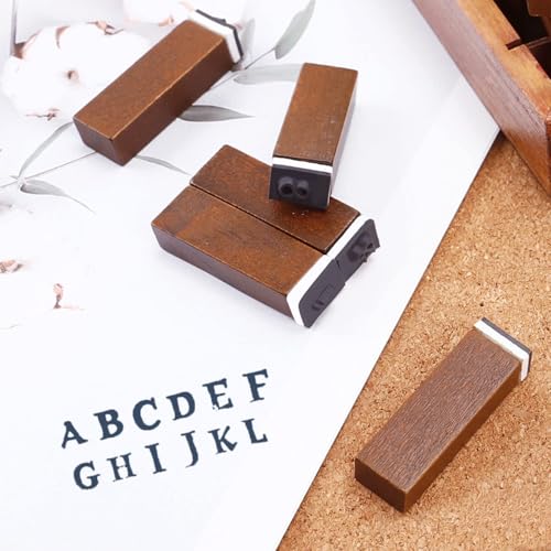 70 Pack Wooden Alphabet Stamps Set, Letter Stamps for Clay & DIY Crafts, Rubber Stamps for Crafting with Letters, Numbers & Symbols, Stamp Set for Scrapbooking, Card Making & Journaling