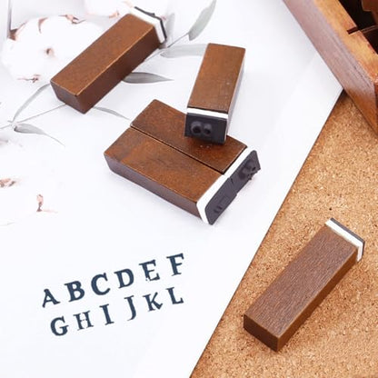 70 Pack Wooden Alphabet Stamps Set, Letter Stamps for Clay & DIY Crafts, Rubber Stamps for Crafting with Letters, Numbers & Symbols, Stamp Set for Scrapbooking, Card Making & Journaling