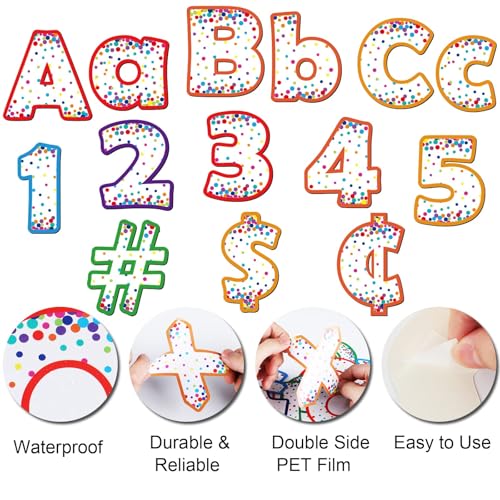 260pcs Letters Combo Pack Set Confetti Room Decorations Polka Dot Colorful Alphabet Letters Numbers Bulletin Board Block Accents Cutouts(White) - style: Polka Dot