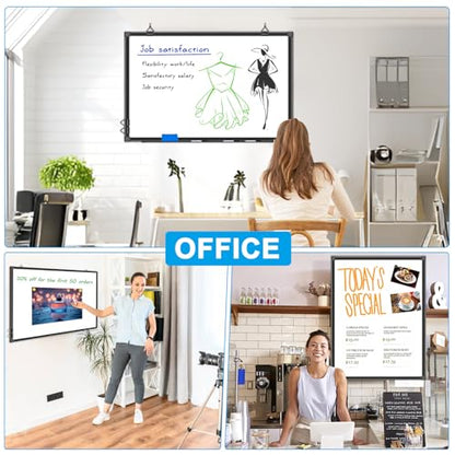 H-Qprobd 36"x24" White Board for Wall Double-Sided Magnetic Dry Erase Board with Black Aluminum Frame, Presentation Whiteboard Suitable for Home, Office, Classroom & Kitchen - size: 36"W x 24"H