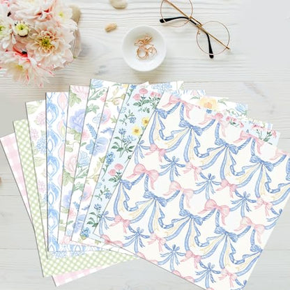 24 Sheets Hydrangea Scrapbook Paper 12'' x 12'' Pastel Floral Pattern Paper Watercolor Hydrangea Double-Sided Scrapbook Pad Blue Pink Flower Scrapbooking Pack for Card Making, Origami, DIY Background