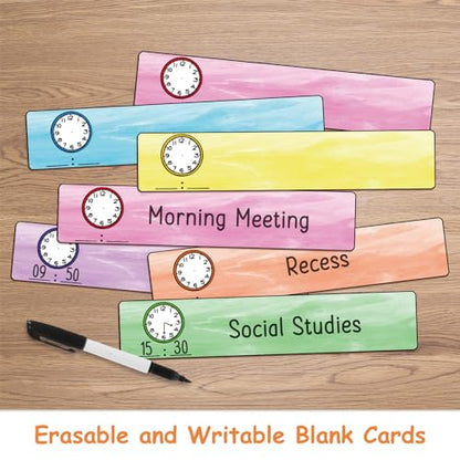 ABCxGOOD Daily Schedule Pocket Chart, Toddler Schedule Chart, 13+1 Pocket, with 21 Dry-Erase Reusable Cards Classroom Must Haves Pocket Chart - color: Black
