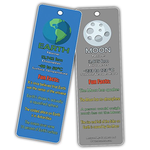 Creanoso Planets and Universe Fun Facts Bookmark Cards(12-Pack) - Solar System and Galaxy Learning Pack - Excellent Party Favors Teacher Classroom Reading Rewards and Incentive Gifts