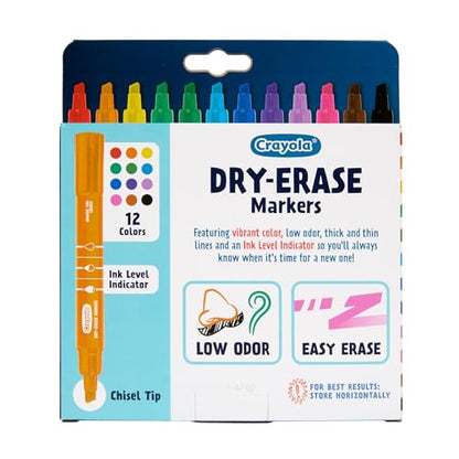 Crayola Take Note Dry Erase Markers for School (12ct) Teacher Classroom Supplies, Chisel Tip Whiteboard Markers, Must Haves - size: 12Count, style: Dry Erase Markers