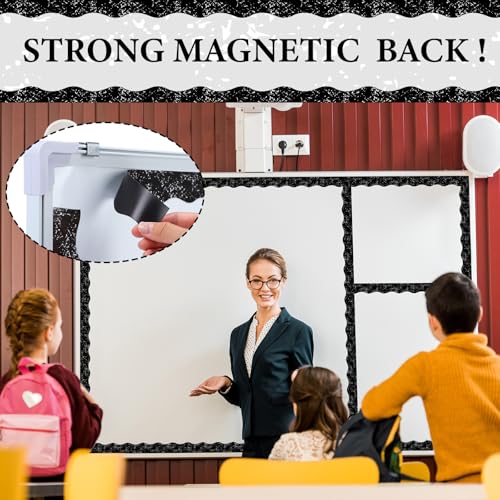 Tellegloww 36 ft Scalloped Magnetic Border Magnetic Border for Whiteboard Bulletin Board Borders Reusable Rolled Borders Trim for Office Chalkboard(Composition Notebook) - style: Composition Notebook