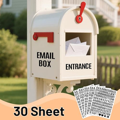 4650 Pcs Letter Stickers Vinyl Mailbox Numbers and Letters, 30 Sheets Small Alphabet Number Stickers Self-Adhesive Waterproof Sticker Letters for Window Vehicle Bulletin Poster Board (Black, 0.5 Inch) - color: Black, size: 0.5 Inch